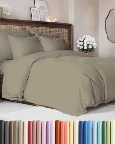 Image of Duvet Cover Super King Size - Soft 3 Piece with Zipper Closure - Khaki