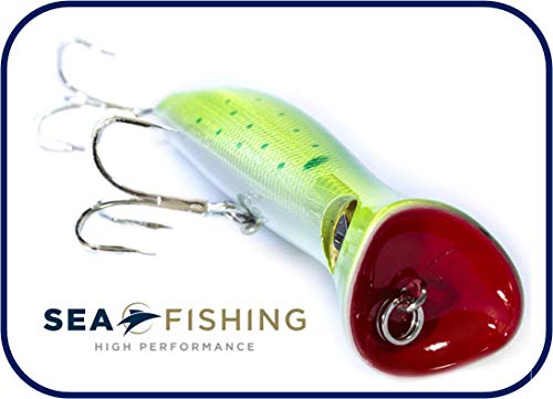 Isca Popper Sea Fishing modelo Sea Hunter - 116 g - 200 mm (Laranja, verde, dorado)