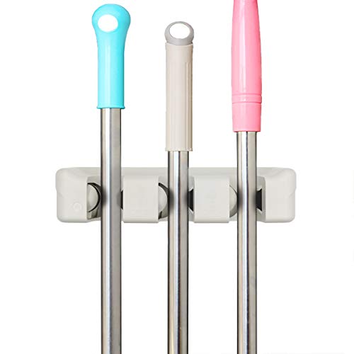 🔥 Cashback up to 70% Top-spring Mop Holder Broom Organizer Wall Mount Heavy Duty Tool Hanger Rake Shelving Organizers and Storage (3Slot)