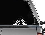 BUFI-22 Stormtrooper Peeking Vinyl Decal S-Wars Decal- White- Cars Walls Trucks Windows Laptops- 7.5 inches