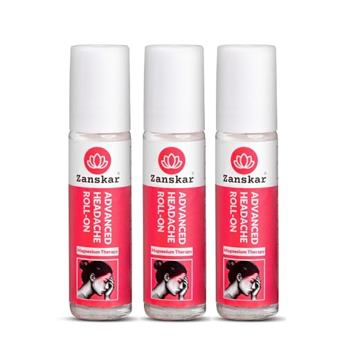 Image of Headache & Migraine Roll-on | Instant Relief from Stress, Eye Strain, Sinus & Cold | Magnesium + Lavender + Clove | Natural, Pocket-Friendly, Premium Packaging - 10 ml (Pack of 3)