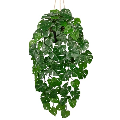 Villa Como Planta artificial en maceta, plantas colgantes de hoja de Monstera en maceta de 7 pulgadas