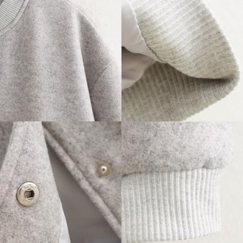 Sumleno Womens Trendy Cropped Bomber Jacket Casual Button Down Long Sleeve Varsity Jackets Coat Y2k Clothes Streetwear3