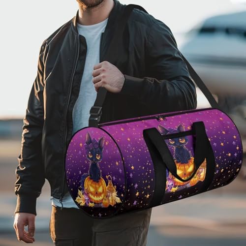 Halloween Duffle Bag Black Cat Travel Duffle Bag for Women Collapsible Travel Bag Carry On Luggage Bag Waterproof Sports Yoga Bag Lightweight Weekender Overnight Tote Bag3