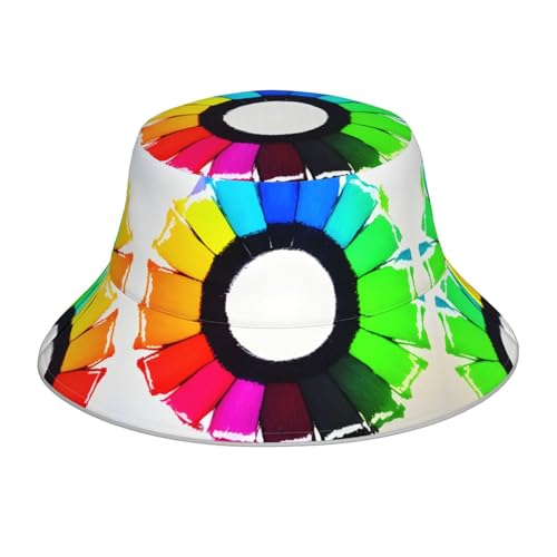 Zaixiansj Sombrero reversible con tiras reflectantes, estampado de arañas tropicales de la selva tropical, sombrero de pesca, protección UV, senderismo al aire libre, Círculos de crayones de colores