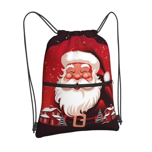 Drawstring Backpack Water Resistant String Bag Santa Claus Christmas Sports Sackpack Gym Sack for Men Women2