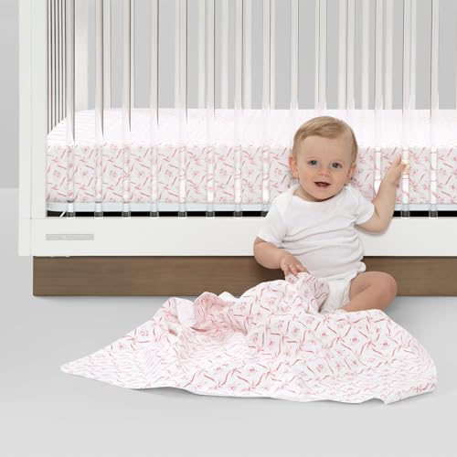 Image of Delta Children 100% Cotton Flannel Baby Receiving Blankets for Girls and Boys - 30x30 Inches, Pink Floral, (Pack of 48)