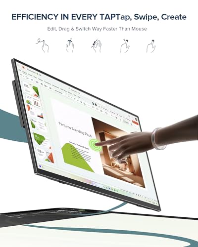 Image of Portable Monitor Touchscreen with Battery 8000mAh 15.6 inch Travel Monitor | 10-Point Touch, 1080P IPS 125% sRGB, Ultra-Slim, VESA & Stand, Eye Care, USB-C & MINI HDMI, For Laptop Computer Game Consoles