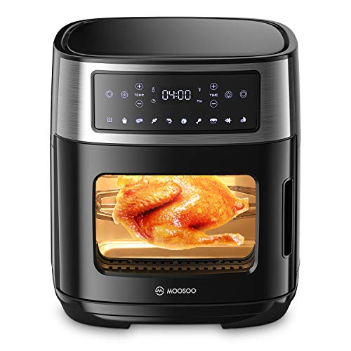 MOOSOO 126 Quart Air Fryer Oven 10-in-1 Combo Convection Roaster with Double Glass Window Digital Screen with TimeTemp Control 1600W Air Fryer Toaster Oven with Auto Shutoff Overheat Protection