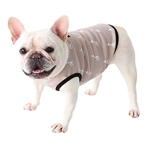 Dog Clothes, French Bulldog T-Shirt Soft Cotton Breathable Dog Vest Shirt Summer Dog Pajamas Lovely Outfit Costume Cat Shirts for Puppy Small Medium Dogs (M:Giraffe) Cover