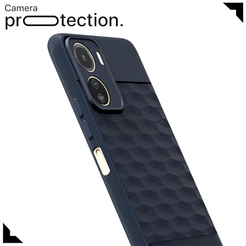 Image of Pikkme Back Cover for Vivo Y16 Camera Protection 3D Hexa Cube Design Silicone Protective Bumper Case (Blue)
