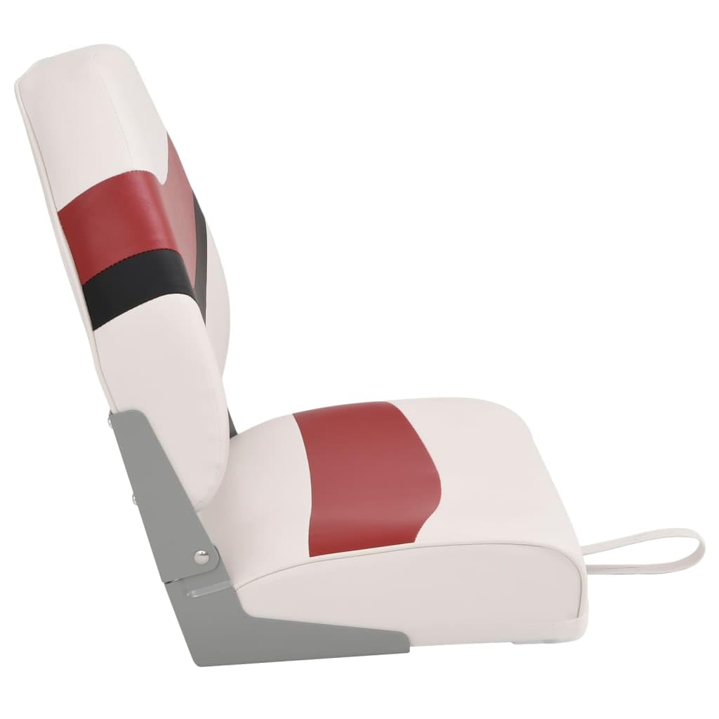 Set di 2 sedili per barca, pieghevoli, con giunto girevole, schienale alto, in PVC, pelle PU, bianco, rosso, nero