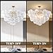 BeyPan Semi Flush Mount Bubble Ball Chandelier Lighting 20 Inch Gold Clear Ribbed Blown Glass Chandeliers Ceiling Light Fixtures for Bedroom, Living Room, Entry, Bathroom