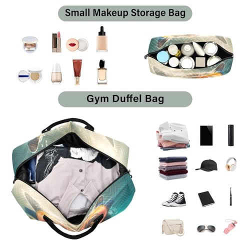 Large Travel Duffel Bag, Cat Diving Sports Tote Gym Bag, Shoulder Weekender Overnight Bag for Women Men, Carry On Luggage with Toiletry Bags4