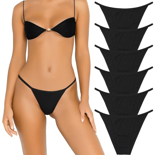 SECRET AROMA Paquete de 7 S-2XL Bragas de Bikini de Hilo Ropa Interior Atrevida de Algodón Súper Transpirable Calzoncillos de Mujer-Multicolor