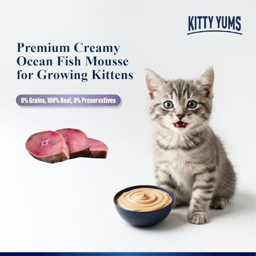 Image of Kitty Yums Kitten Wet Mousse 80g | Ocean Fish | Rich in Protein | Promotes Hydration & Easy to Digest | Grain Free | No Artificial Flavours |Packed with Essential Vitamins & Antioxidants