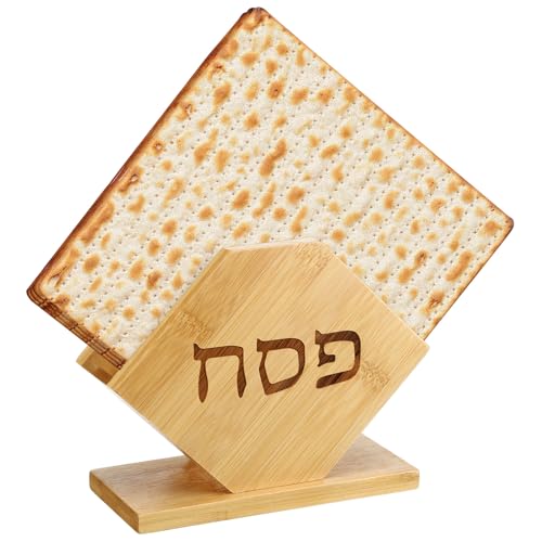Tiangrid Passover Seder Matzah Holder Bamboo Matzoh Holder with Base Seder Plates for Table Decor, Matzo Box for Passover Gifts Decorations