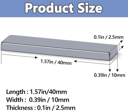 14PCS Super Strong Neodymium Bar Magnets with Adhesive Backing - Heavy Duty Rare Earth Magnets for Refrigerator, Cabinet, Crafts, DIY Projects - Waterproof Powerful Strip Magnets - 40x10x3mm