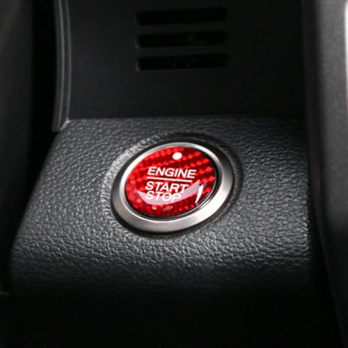 BETTERHUMZ Car Engine Start Button Sticker Compatible with Ford F150 Raptor 2015-2025 Carbon Fiber Control Knob Decorative Sticker Car Interior Accessories (Red)