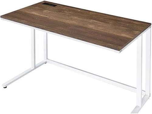 Miniatura 12 de Acme Tyrese Escritorio rectangular de madera con puerto USB en nogal y negro nogal y negro.,Nogal y blanco.,https://www.amazon.com/dp/undefined