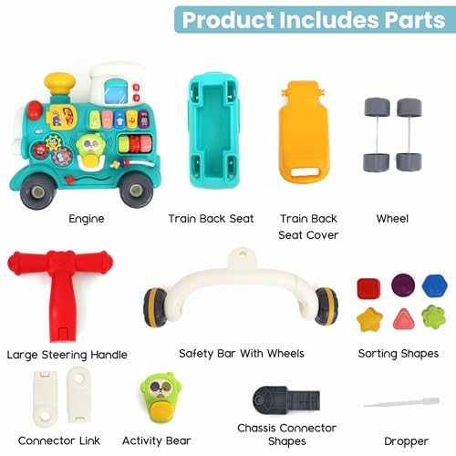 Image of Chanak Tiny Train Baby Walker for Kids with 5 Activities /Games - Piano, Gears, Maze, Clock & Smoke Function, 100% Safe Non-Toxic Colors & Smooth Edges, for Babies 9+ Months