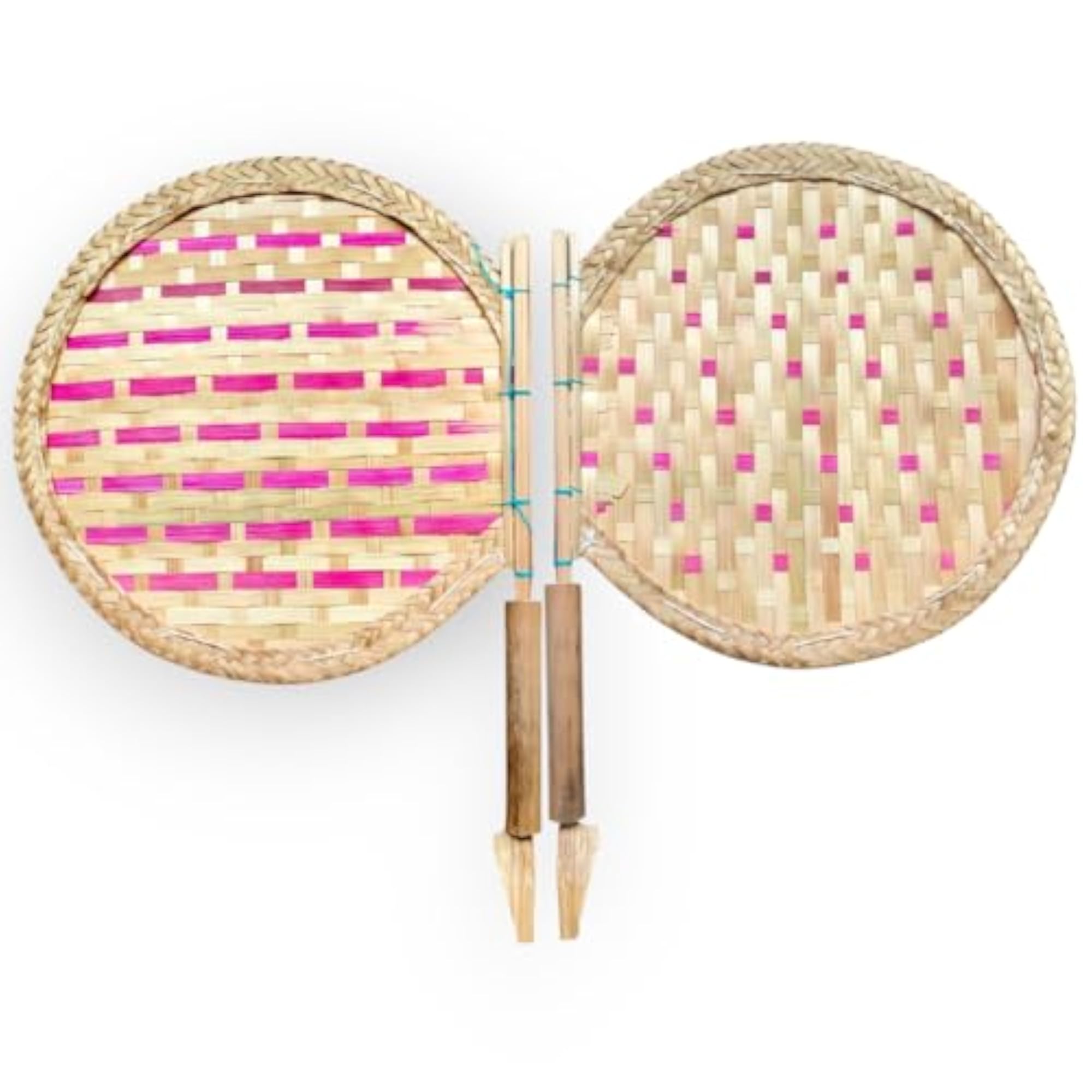 Handwoven Bamboo Hand Fan with Multicolor Design