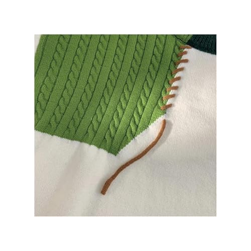 Men's Fashionable and Trendy Patchwork Knit Sweater Color-Blocked Cable-Knit Pullover3