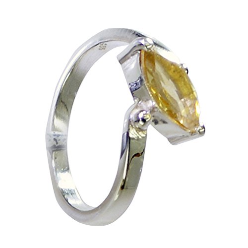 Citrine naturelle bague marquise argent 925 mixte homme femme