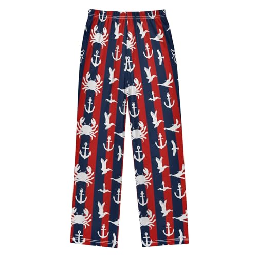 ALAZA Striped Crab Anchor Pajama Lounge Pants Long Sleep Pajama Bottoms with Pockets2