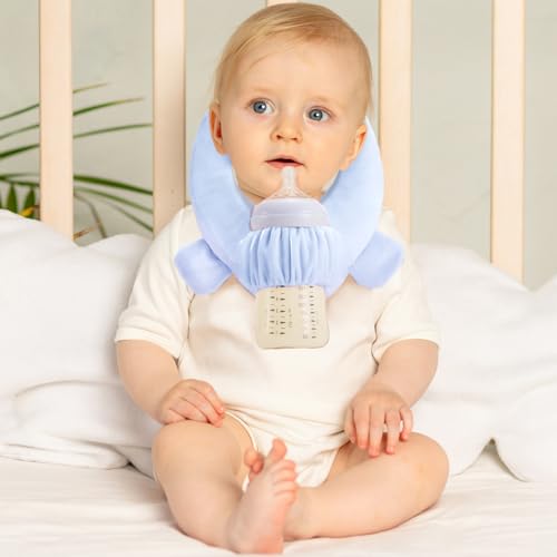 Image of Baby Bottle Holder Hands Free with Crinkle Paper - Baby Bottle Holder with Adjustable Buttons for Newborn, Hand Free Bottles for Babies Machine Washable
