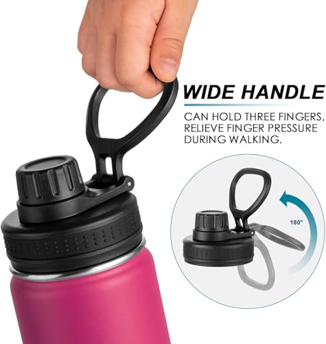 Image of Koodee Small 12 oz Stainless Steel Vacuum Insulated Wide Mouth Water Flask with Leakproof Spout Lid, Reusable BPA Free Bottle (Rose Red)