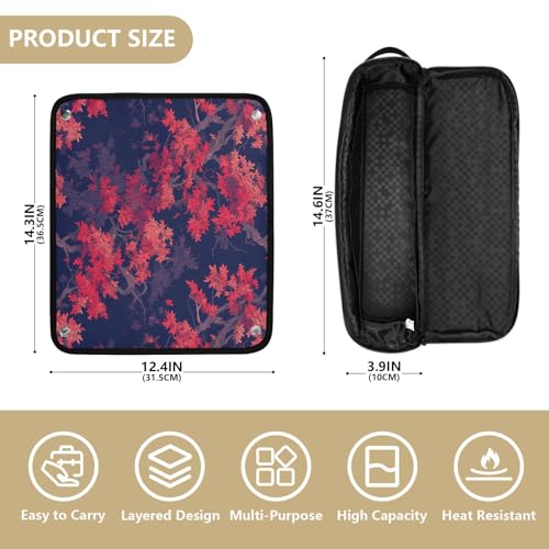 Organizador de Herramientas para Cabello 2 en 1 Red and Black Tree, Alfombrilla Resistente al Calor, Gran Capacidad para Planchas, Rizadores y Secador miniatura 4