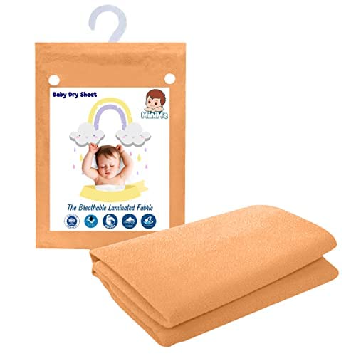 MINIME Baby Quick Dry Sheets for Baby- Large 100 X 140 cm | 100% Water-Proof, Anti-Dust Mattress & Bed Protector, Peach