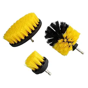 ABN Yellow Power Scrubber Drill Brush Set for 1/4in Drive - 3 Piece Medium Bristle - Tile Cleaner, Tub Scrubber, Detailing Brush Set for Home and Auto Car, Boat, Deck, Shower Wall, Spa Hot Tub, Carpet