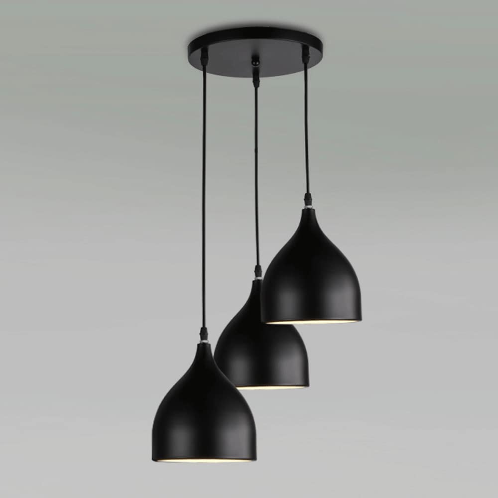 Lámpara colgante de metal con cúpula negra de diseño refinado para salones modernos