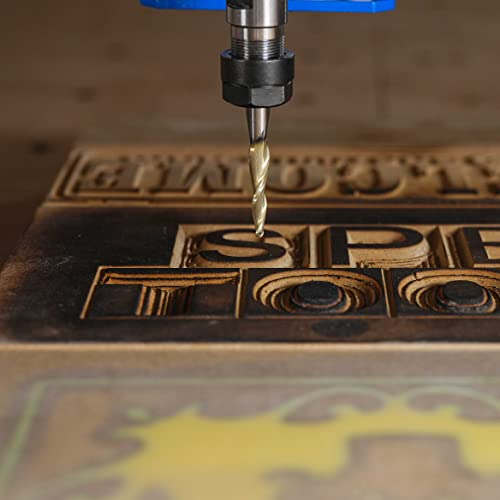 Spetool Tapered Ball Nose End Mill 1/4" Shank With 1/64" Cutting Radius (1/32" Diameter) For 3D Carving Engraving Router Bit, Zrn Coated #TOP5