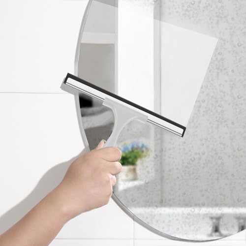 Image of SetSail Shower Squeegee for Glass Doors All-Purpose Squeegee for Shower Glass Heavy Duty Window Squeegee with Hook for Tile, Sink, Mirror, Car Windshield Cleaning 10 Inches, Grey Balck