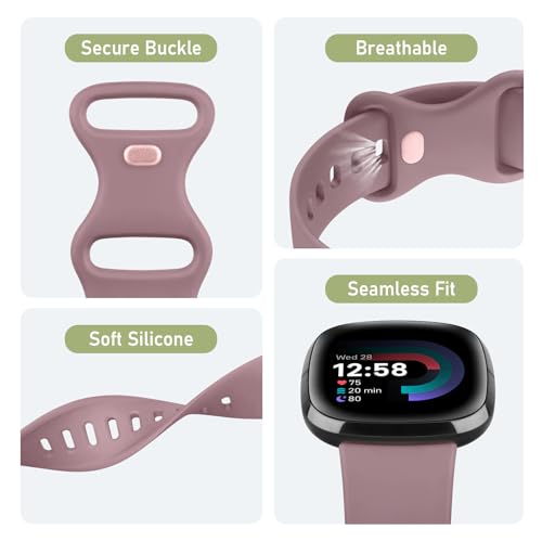 Image of Meliya Soft Strap for Fitbit Versa 4 / Versa 3 / Sense 2 / Sense(Watch Not Included), Flexible Premium Elastomer TPU Adjustable Watch Straps, Sport Replacement Band for Women Men
