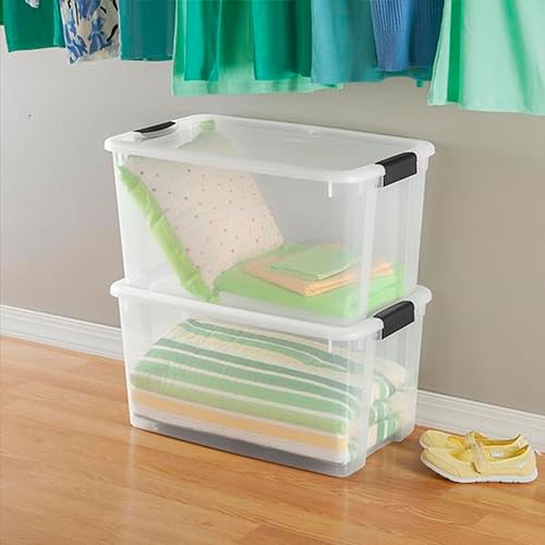 Sterilite 4 Sets of 70-Quart & 6 Sets of 18-Quart Heavy-Duty Stackable Storage Container Tote, Clear Base w/White Latch lid for Home Organization - image 6