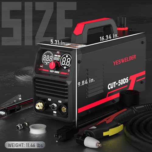 Image of YESWELDER CUT-50DS Plasma Cutter 50Amp, 110 /220V Dual Voltage IGBT Inverter with Digital Display, 1 /2 inch Clean Cut, for DIY & Automotive Repair Plasma Cutting Machine