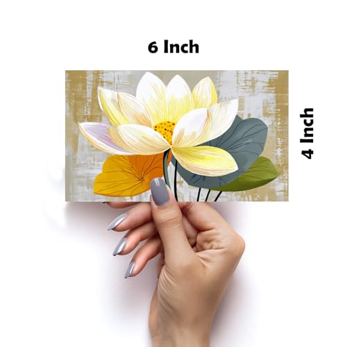 Image of SiddArtify Lotus Flower Wall Art Poster Print Set - Botanical Floral Prints for Living Room Bedroom Office Decor - Set of 2-4x6 Inch - Board (Pack of 6) - Sticker (Pack of 6)