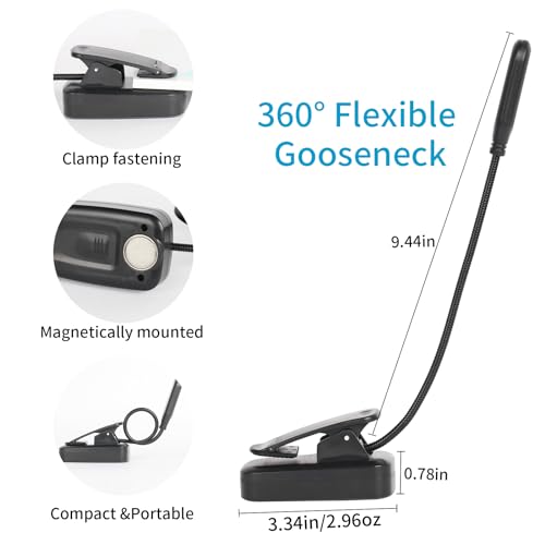 Image of USB-C Rechargeable Book Light for Reading in Bed 3 Pack, LED Book Lights with 3 Color Temperature Reading Light, Easily Clip on to a Small Mini Lightweight Book Lights for Read Book Lovers