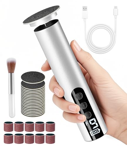 POFIBO Lima Electrica Pies Durezas - Pedicura Profesional Para Pies 2 EN 1 para Pies con Pantalla LCD y 9 Niveles, Set de Pedicura Removedor de Callos para Pieles Muertas, Duras y Agrietadas