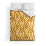 Society6 2021 Cotton Comforter, Full, Cat Coquillette Japanese Seigaiha Marigold