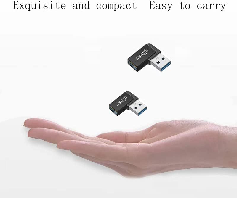 90 Degree Right Angle USB 3.0 Male to Female Expansion Adapter for Connecting Mobile Hard Disk, U Disk, Wireless Network Card, Camera, Mouse, Keyboard, etc. - Black 2pack image 5