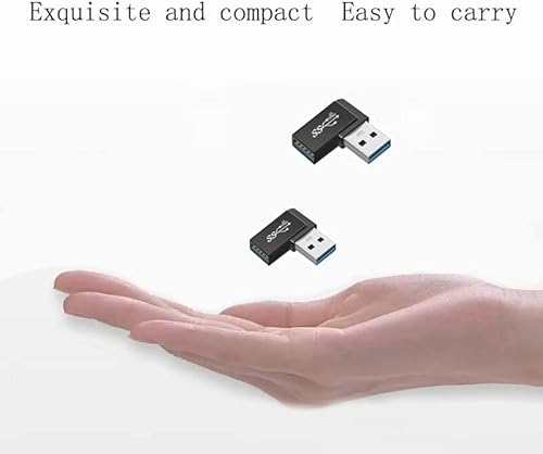 Xczzyb 90 Degree Right Angle Usb 3.0 Male To Female Expansion Adapter For Connecting Mobile Hard Disk, U Disk, Wireless Network Card, Camera, Mouse, Keyboard, Etc. - Black 2Pack #TOP3