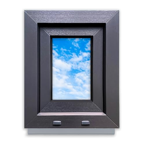 LORAC | Kunststofffenster Anthrazit-weiß 400x500mm, 40x50cm, PCV, DIN Rechts, kippbar & ausstellbar, 2-fach Verglasung, energiesparend – Fenster mit CE-Zertifikat für Keller und Wohnung