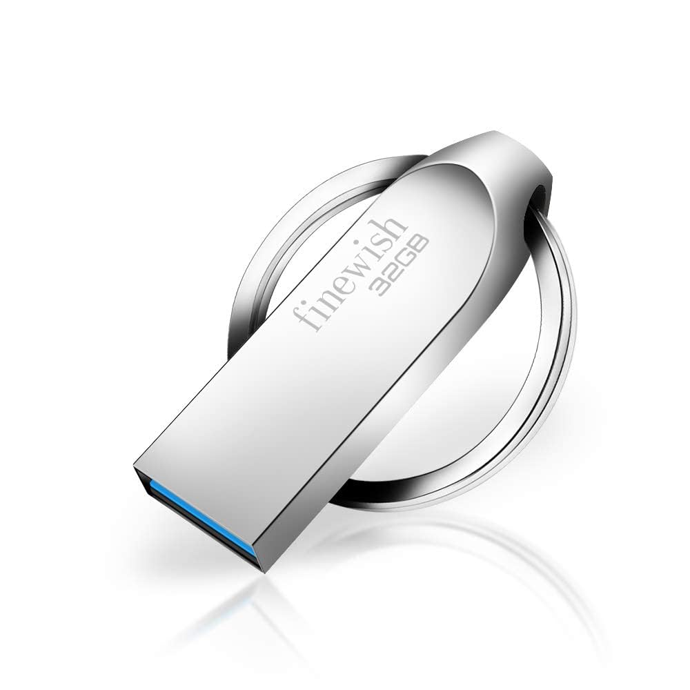 USB Stick 32GB 3.0, Mini Speicherstick 32GB USB 3.0 Pen Drive Tragbar USB-Stick 32GB mit Schlüsselanhänger für PC/Laptop/Car Audio/Smart TV. Plug-and-Play. 80MB/s Lesen (Silber)