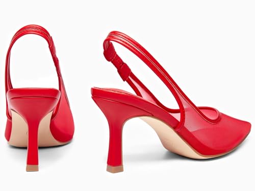Image of Coutgo Womens Mesh Slingback Kitten Heels Pointed Toe Low Heel Pumps Sexy Dress Shoes