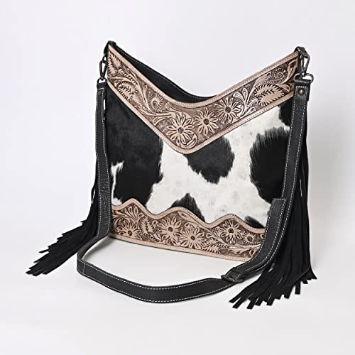 Image of Leather Cross Body Bag Purse for Woman Sling Bag Cowhide Handmade Western Shoulder Bags With Adjustable Strap 12x14 in